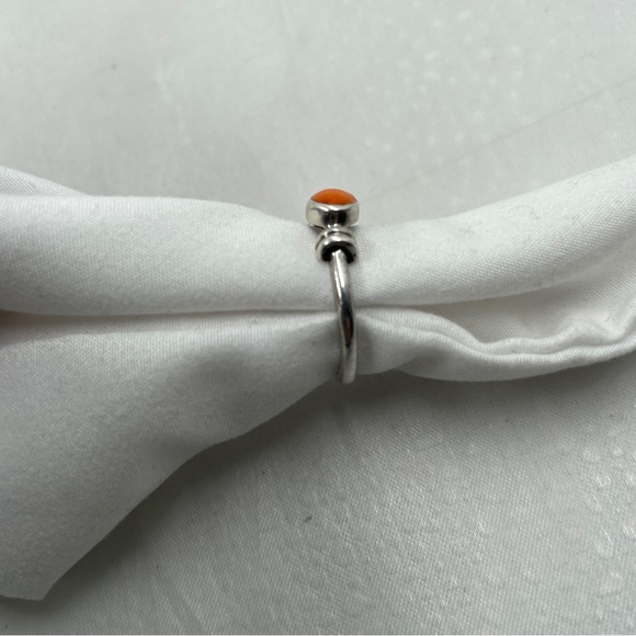 Spiny Oyster Orange Gem Silver Ring - Picture 4 of 5